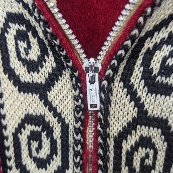 Vintage Nordic Zip Front 40s/50s Era Cardigan Sz L - Picture 3 of 14